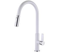 TYMYW Kitchen Sink Mixer Taps with Pull Out Spray 360° Swivel Pull Out Kitchen Tap with 2 Spray Mode Single Handle 1 Hole,White