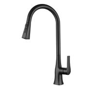 TYMYW Kitchen Sink Taps with Pull Out Spray Single Lever 360° Swivel Pull Out Kitchen Tap Brass with 3 Modes Spray Head,Black