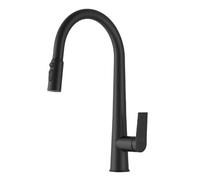 TYMYW Kitchen Sink Taps with Pull Out Spray Three Modes 360° Swivel High Arc Pull Out Kitchen Taps Mixer Brass Single Hole,Black