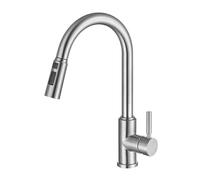 TYMYW Kitchen Tap with Pull Out Spray 360° Swivel Kitchen Tap with 3 Spray Modes Hot and Cold Stainless Steel,Brushed Silver