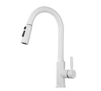TYMYW Kitchen Tap with Pull Out Spray 360° Swivel Kitchen Tap with 3 Spray Modes Hot and Cold Stainless Steel,White
