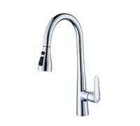 TYMYW Kitchen Tap with Pull Out Spray 360° Swivel with 3 Spray Modes Kitchen Mixer Taps 1 Hole Brass,Chrome-Plated Silver
