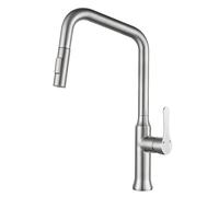 TYMYW Kitchen Taps with Pull Out Spray 2 Mode 360° Swivel High-Arc Pull Out Kitchen Mixer Taps Single Handle Stainless Steel,Brushed