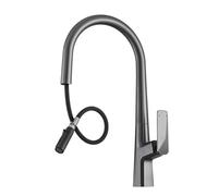 TYMYW Kitchen Taps with Pull Out Spray 2 Mode Water 360° Swivel High Arc Kitchen Mixer Tap Single Lever Single Hole Gray