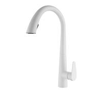 TYMYW Kitchen Taps with Pull Out Spray 2 Mode Water Stainless Steel 360 Swivel Pull Out Mixer Kitchen Tap,White