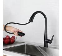 TYMYW Kitchen Taps with Pull Out Spray 2 Mode Water Stainless Steel 360 Swivel Pull Out Mixer Kitchen Tap,Black