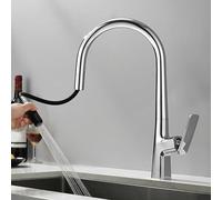 TYMYW Kitchen Taps with Pull Out Spray 2 Spray Modes 360° Swivel Single Lever Kitchen Mixer Taps 1 Hole Brass,Chrome Plated