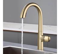 TYMYW Kitchen Taps with Pull Out Spray 2 Spray Modes High Arc Kitchen Tap 360° Swivel Single Handle Hot Cold Brass,Brushed Gold