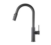TYMYW Kitchen Taps with Pull Out Spray 360° Swivel Kitchen Mixer Taps 1 Hole Brass with 3 Spray Modes Gray
