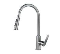 TYMYW Kitchen Taps with Pull Out Spray 360° Swivel Kitchen Mixer Taps 1 Hole Three Water Outlet Modes Gray