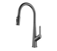 TYMYW Kitchen Taps with Pull Out Spray 360° Swivel Kitchen Mixer Taps 1 Hole Three Water Outlet Modes,Grey