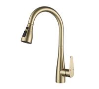 TYMYW Kitchen Taps with Pull Out Spray 360° Swivel Kitchen Mixer Taps 1 Hole Three Water Spray Modes,Brushed Gold