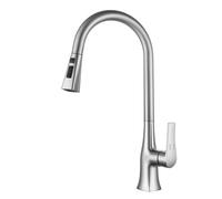TYMYW Kitchen Taps with Pull Out Spray 360° Swivel Sink Taps for Kitchen with 3 Spray Modes Brass,Brushed