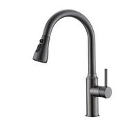 TYMYW Kitchen Taps with Pull Out Spray 360° Swivel with 3 Spray Modes Kitchen Mixer Taps 1 Hole Brass,Grey