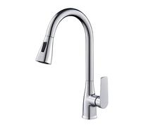 TYMYW Kitchen Taps with Pull Out Spray Chrome Swivel Kitchen Mixer Taps 1 Hole Three Outlet Modes Brass