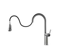 TYMYW Kitchen Taps with Pull Out Spray Head 3 Modes Single Lever 360° Swivel High Arc Kitchen Mixer Taps 1 Hole Brass,Grey