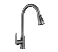 TYMYW Kitchen Taps with Pull Out Spray Three-Mode Water 360° Swivel Kitchen Mixer Taps 1 Hole Brass,Brushed Grey