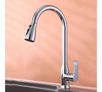 TYMYW Kitchen Taps with Pull Out Spray Three-Mode Water 360° Swivel Kitchen Mixer Taps 1 Hole Brass,Chrome-Plated Silver