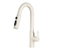 TYMYW Kitchen Taps with Pull Out Spray with 3 Spray Modes 360° Swivel Kitchen Mixer Taps 1 Hole Brass,Milk White