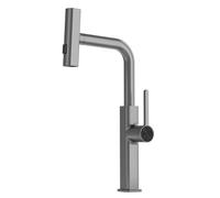 TYMYW Pull Out Kitchen Tap with Sprayer 3 Modes Waterfall 360° Swivel High Arc Kitchen Mixer Tap Single Lever 1 Hole,Grey