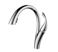 TYMYW Pull Out Spray Kitchen Sink Taps, 2 Spray Modes High Arc Kitchen Mixer Tap 360 Swivel Single Lever Single Hole,Chrome Plated