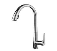 TYMYW Pull Out Spray Kitchen Sink Taps, 2 Spray Modes High Arc Kitchen Tap 360° Swivel Hot Cold Single Hole,Chrome Plated