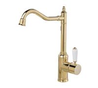 TYMYW Retro Bathroom Basin Tap 360° Swivel High Rise Bathroom Mixer Tap Single Lever Brass for Countertop Basin,Zirconium Gold