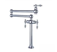 TYMYW Retro Kitchen Tap with 360° Swivel Folding Double Joint Swing Arm Double Handle Pot Filler Tap Hot and Cold Brass,Chrome Plated