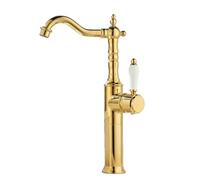 TYMYW Tall Tap for Countertop Basin 360° Swivel Single Lever Retro Bathroom Tap Hot and Cold Brass Single Hole,Titanium