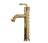 TYMYW Tall Tap for Countertop Basin Single Lever 360° Swivel Retro Bathroom Basin Mixer Tap Brass Single Hole