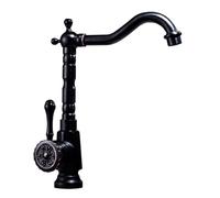 TYMYW Tall Taps for Bathroom Basin 360° Swivel Countertop Basin Tap Single Lever Hot and Cold Brass 1 Hole,Antique Black