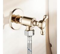 TYMYW Wall Mounted Angle Valve Brass G1/2 Angle Hot and Cold Stop Valve for Toilet, Kitchen, Bathroom,Gold