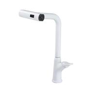 TYMYW Waterfall Brass Kitchen Tap with Pull Out Spray 3 Modes Single Lever 360° Swivel Kitchen Mixer Taps 1 Hole,White