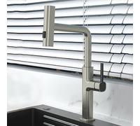 TYMYW Waterfall Kitchen Taps with Pull Out Spray 360° Swivel Pull Out Kitchen Mixer Tap with Sprayer 3 Modes Brass,Brushed