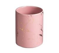 TYMYYS/ Ceramic Marble Toothbrush Cup, Porcelain Golden Grain Bathroom Tumbler, Toothbrush Holder, Bathroom Cup-pink-350ml 12.3oz