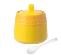 TYMYYS Ceramic Sugar Bowl with Lid, Sugar Bowls for Countertop Coffee Bar Accessories, Sugar Bowl with Spoon, Salt Cellar with Lid-yellow-240ml/8.5oz