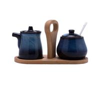 TYMYYS Cream and Sugar Set for Coffee Bar, Creamer and Sugar Sets, Sugar Bowl and Creamer Set, Gradient Coffee Serving Set-Blue-Milk jug and Sugar jar