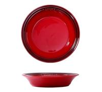 TYMYYS Pasta Bowls, 8" Plate Bowls Ceramic, Serving Plates Porcelain, Low Bowls Dishes, Pasta/Soup Serving Bowls Larg-red-Set of 2