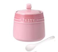 TYMYYS Pink Ceramic Sugar Bowl with Lid, 240ml/8.5oz, Vibrant Style, Countertop Coffee Bar Accessory