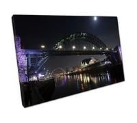 Tyne Bridge at Night Newcastle Gateshead River Tyne Sage quayside Wall Art Print Picture For Home Office Decor 30x20cm (12x8In)
