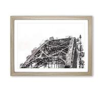 Tyne Bridge in Gateshead Newcastle in Abstract Framed Print | A2 Oak Framed Wall Art | Ready to Hang | Abstract Cityscape Picture | Living Room Bedroom Lounge Office