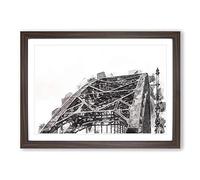 Tyne Bridge in Gateshead Newcastle in Abstract Framed Print | A2 Walnut Framed Wall Art | Ready to Hang | Abstract Cityscape Picture | Living Room Bedroom Lounge Office