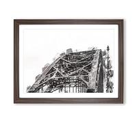 Tyne Bridge In Gateshead Newcastle In Abstract Modern Art Framed Print | A2 Walnut Framed Wall Art | Ready to Hang | Abstract Cityscape Picture | Living Room Bedroom Lounge Office