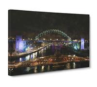 Tyne Bridge In Newcastle Canvas Print | Gallery Wrapped 30mm Frame Wall Art | 30x20 inches | Ready to Hang | Contemporary Cityscape Picture | Living Room Bedroom Lounge Office
