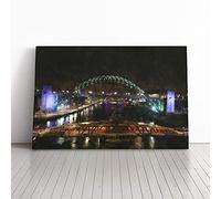 Tyne Bridge In Newcastle | Canvas Wall Art Print | Framed & Ready to Hang Picture | Modern Home Decor for Living Room, Bedroom, Kitchen or Office | 30x20 Inches