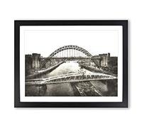 Tyne Bridge Linking Newcastle Framed Wall Art Print A2 Black