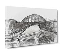Tyne Bridge Linking Newcastle In Abstract Modern Art Canvas Wall Art Print Ready to Hang, Framed Picture for Living Room Bedroom Home Office Décor, 20x14 Inch (50x35 cm)