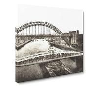 Tyne Bridge Linking Newcastle Painting Modern Canvas Wall Art Print Ready to Hang, Framed Picture for Living Room Bedroom Home Office Décor, 14x14 Inch (35x35 cm)
