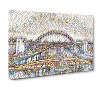 Tyne Bridge Newcastle Modern BG Canvas Print | Gallery Wrapped 30mm Frame Wall Art | 20x14 inches | Ready to Hang | Modern Cityscape Picture | Living Room Bedroom Lounge Office