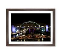 Tyne Bridge Newcastle Modern Framed Print | A2 Walnut Framed Wall Art | Ready to Hang | Modern Cityscape Picture | Living Room Bedroom Lounge Office